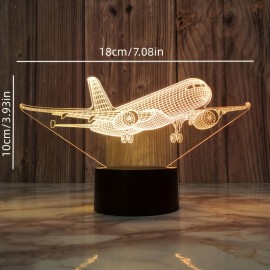 3D Airplane Night Light: USB Plug-in Table Lamp For Home Decor, Parties, Camping & More - Creative Aircraft Design With Multiple Colors And Brightness Levels!