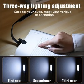 Rechargeable Book Reading Light Lamp, LED Book Light For Reading In Bed - Eye Caring Adjustable Brightness 3 Color Temperatures 10 HoursRuntime, USB Reading Light For Bed,Book Light Clip On