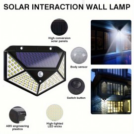 100LED Induction Light, Solar Charging, Courtyard Wall Light On All Sides Of The Human Body Induction Wall Light Outdoor Light