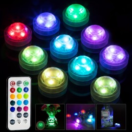 10pcs Mini Submersible LED Lights, Waterproof Multicolor Underwater Lights With Remote Control, Battery Operated Tea Lights For Hot Tub Pond Pool Fountain Aquarium Party Decor