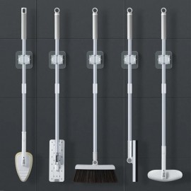 4pcs Mop Broom Holder Wall Mounted Mop Organizer Brush Heavy Duty Mop Holder Self Adhesive Hanger Broom Gripper Storage Rack, Kitchen Accessories, Bathroom Decor, Bedroom Decor