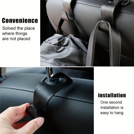 4pcs 1.3in*4.3in, 33lbs MAX Black Headrest Hooks For Car, Purse Hanger Headrest Hook Holder For Car Seat Organizer Behind Over The Seat Hook Hang Purse Or Bags, Black