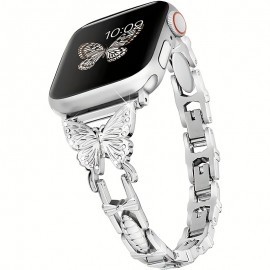 Shiny Rhinestone Butterfly Metal Strap For IWatch, Lightweight Adjustable Bracelet, Compatible With Iphone Watch Band