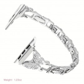 Shiny Rhinestone Butterfly Metal Strap For IWatch, Lightweight Adjustable Bracelet, Compatible With Iphone Watch Band