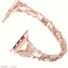 Shiny Rhinestone Butterfly Metal Strap For IWatch, Lightweight Adjustable Bracelet, Compatible With Iphone Watch Band