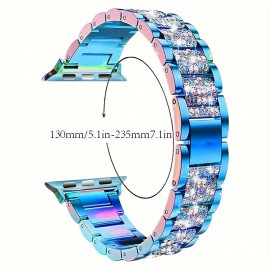 Compatible With IWatch Band 40mm 41mm 44mm 45mm 49mm With Case, Shiny Rhinestone Metal Watch Band With Rhinestone Case + Case For IWatch Series 9 8 SE 7 6 5 4 3 2 1