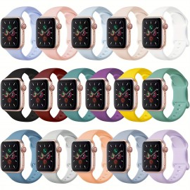 16 Pack Compatible With iWatch Straps 38mm 40mm 41mm 42mm 44mm 45mm 49mm, Soft Comfy Silicone IWatch Straps For Men/Women Compatible With iWatch Series 8 7 6 5 4 3 2 1 SE (16 Colors)