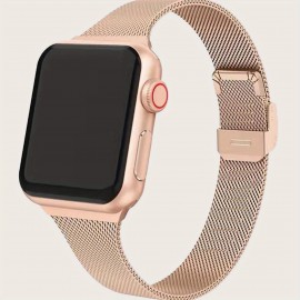 Watch Strap For Apple Iwatch 12345678 SE Smart Waistband, Detachable Buckle, Soft Steel Mesh Metal Stainless Steel Slim Milan Strap