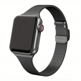 Watch Strap For Apple Iwatch 12345678 SE Smart Waistband, Detachable Buckle, Soft Steel Mesh Metal Stainless Steel Slim Milan Strap