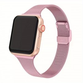 Watch Strap For Apple Iwatch 12345678 SE Smart Waistband, Detachable Buckle, Soft Steel Mesh Metal Stainless Steel Slim Milan Strap