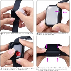 4pcs For Watch Protective Cases With PC + Tempered Glass Screen Protector - Full Coverage Hard Shell