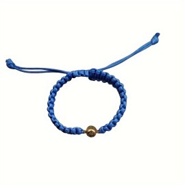 Golden Beads Blue Thread