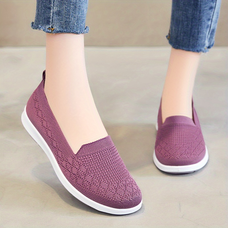 womens comfy solid flat shoes breathable non slip soft sole slip on shoes casual walking loafers details 2