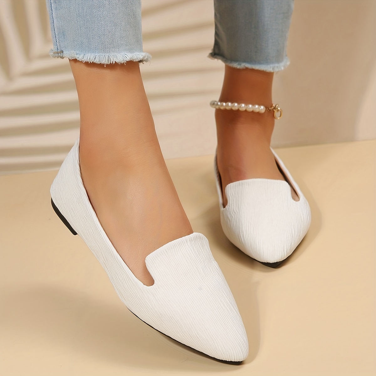 womens simple flat shoes elegant point toe slip on work shoes lightweight comfortable shoes details 7