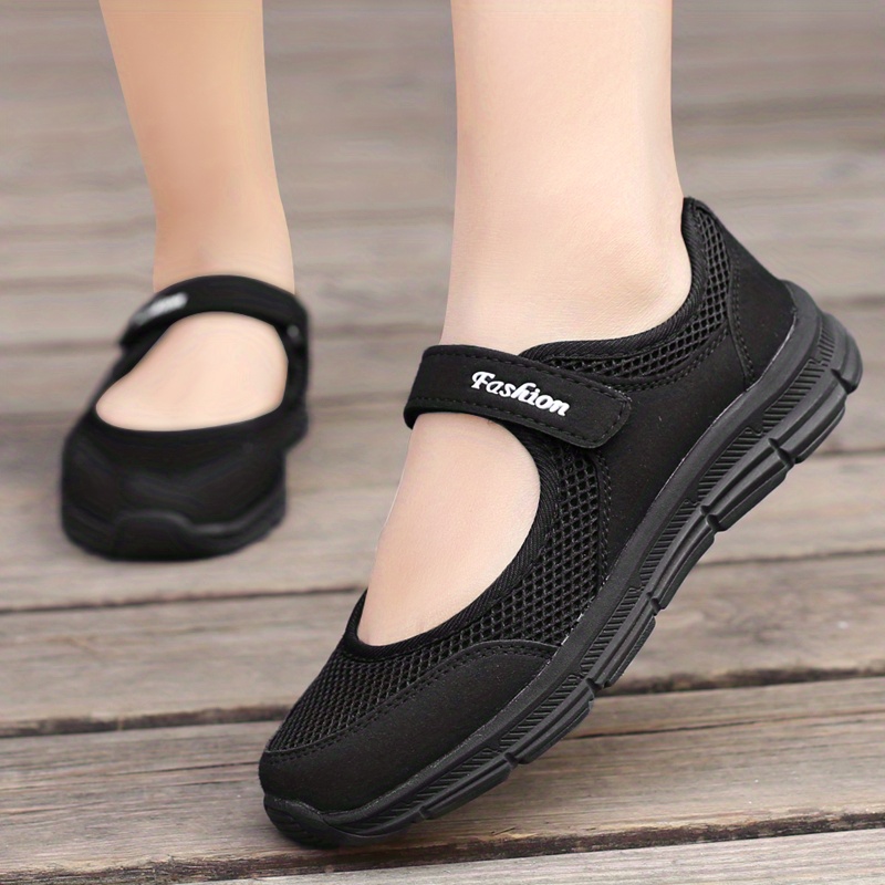 womens mesh flat sandals breathable hook loop non slip walking shoes casual sports sandals details 7