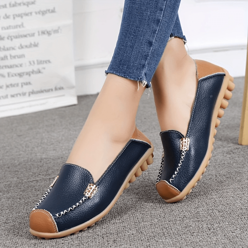 womens slip on flat loafers stitched colorblock lightweight non slip shoes walking shoes details 2