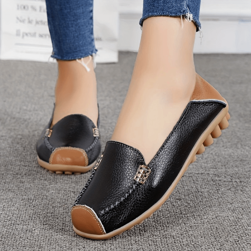 womens slip on flat loafers stitched colorblock lightweight non slip shoes walking shoes details 7