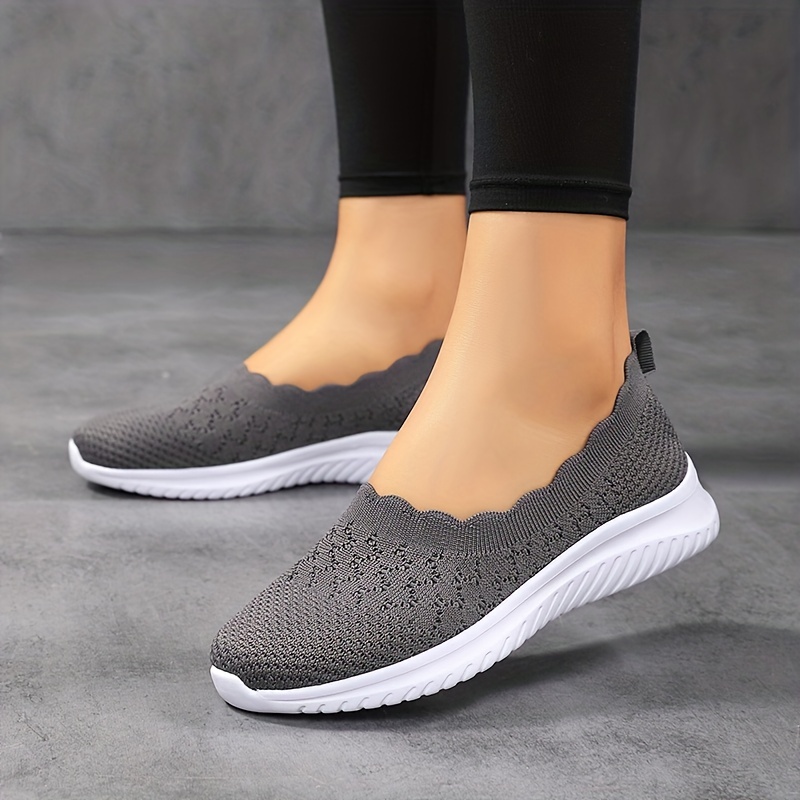 womens breathable flying woven flat shoes casual slip on outdoor shoes lightweight mesh low top shoes details 6