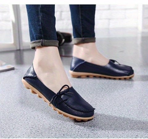 womens solid color bowknot flats shoes comfy soft sole slip on wear resistant shoes casual walking shoes details 11