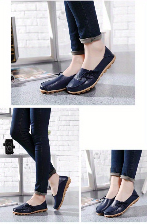 womens solid color bowknot flats shoes comfy soft sole slip on wear resistant shoes casual walking shoes details 12