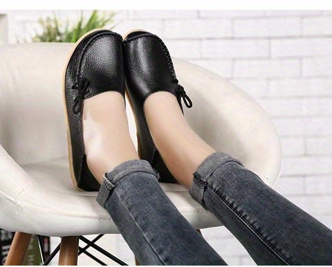 womens solid color bowknot flats shoes comfy soft sole slip on wear resistant shoes casual walking shoes details 15