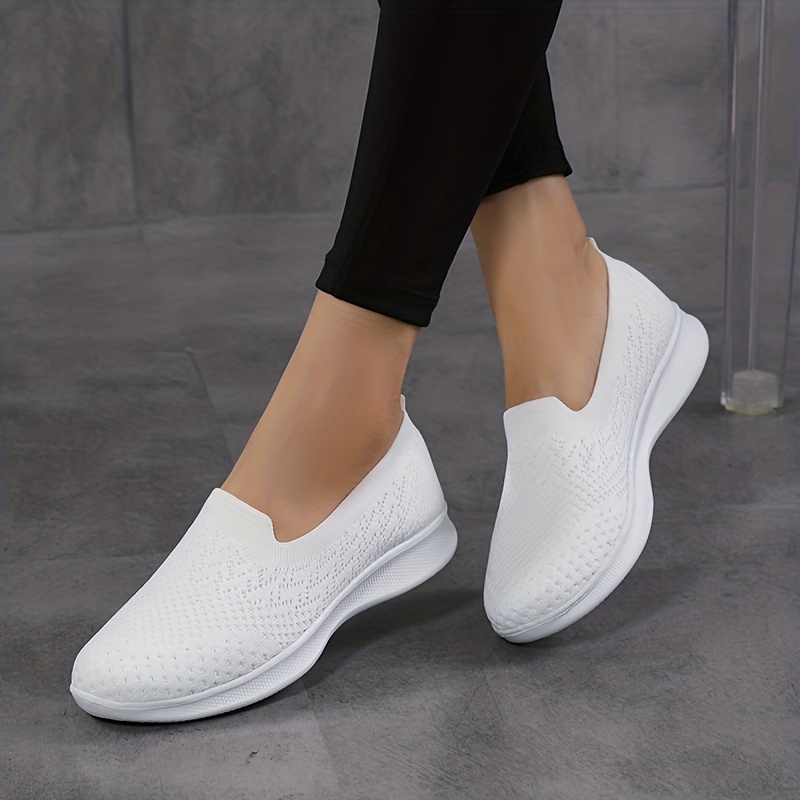 womens breathable knit flat shoes casual slip on outdoor shoes lightweight low top shoes details 6