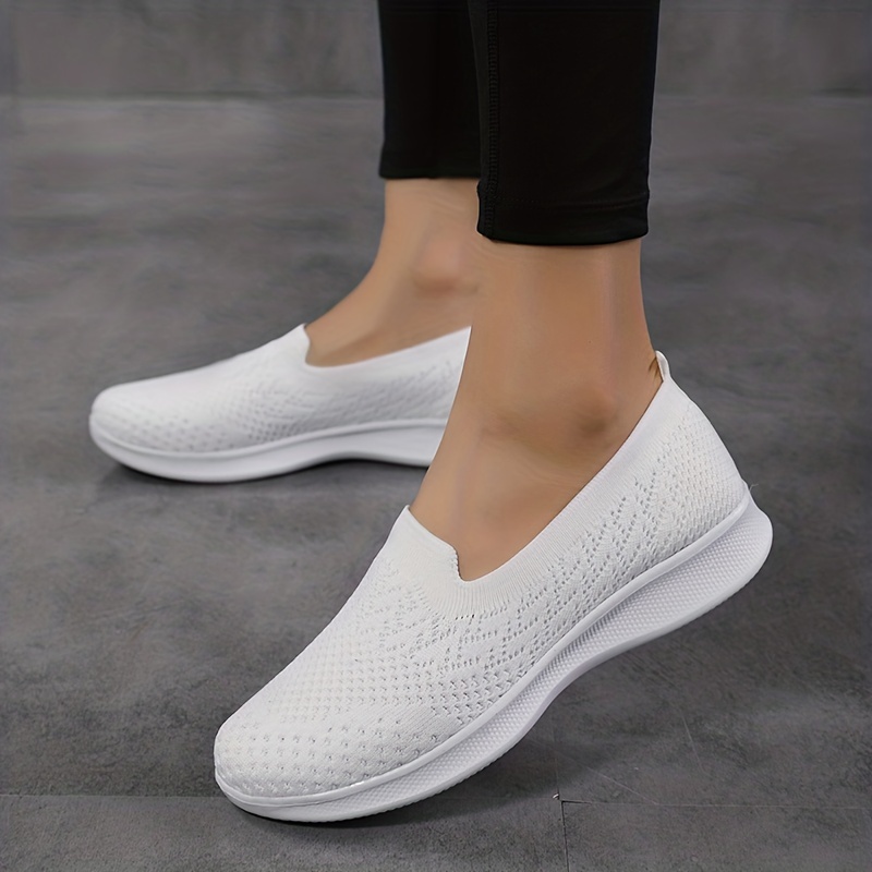 womens breathable knit flat shoes casual slip on outdoor shoes lightweight low top shoes details 7