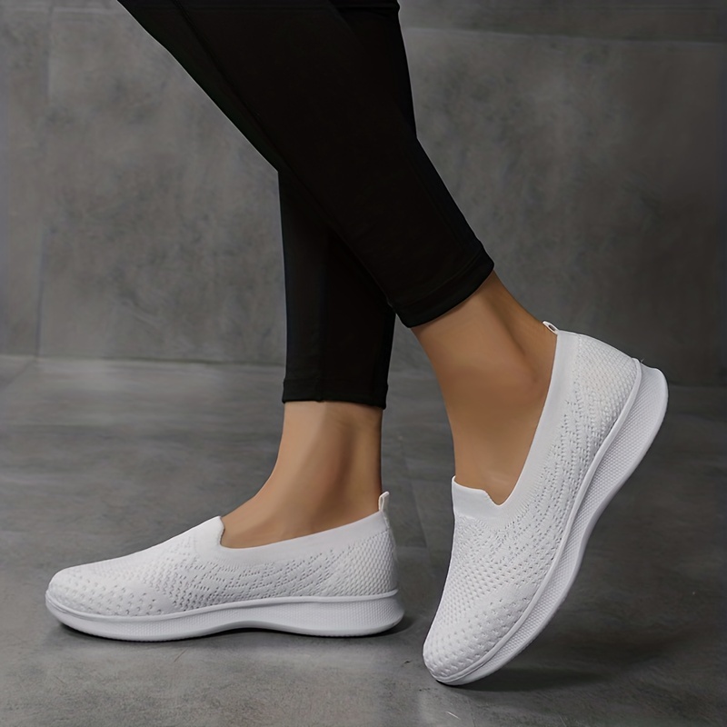 womens breathable knit flat shoes casual slip on outdoor shoes lightweight low top shoes details 8