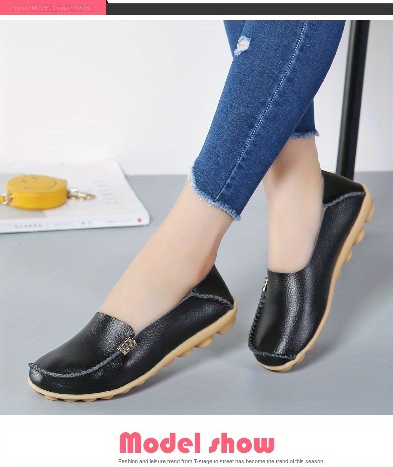 womens casual solid color flat shoes lightweight soft sole slip on walking loafers non slip driving flats details 7