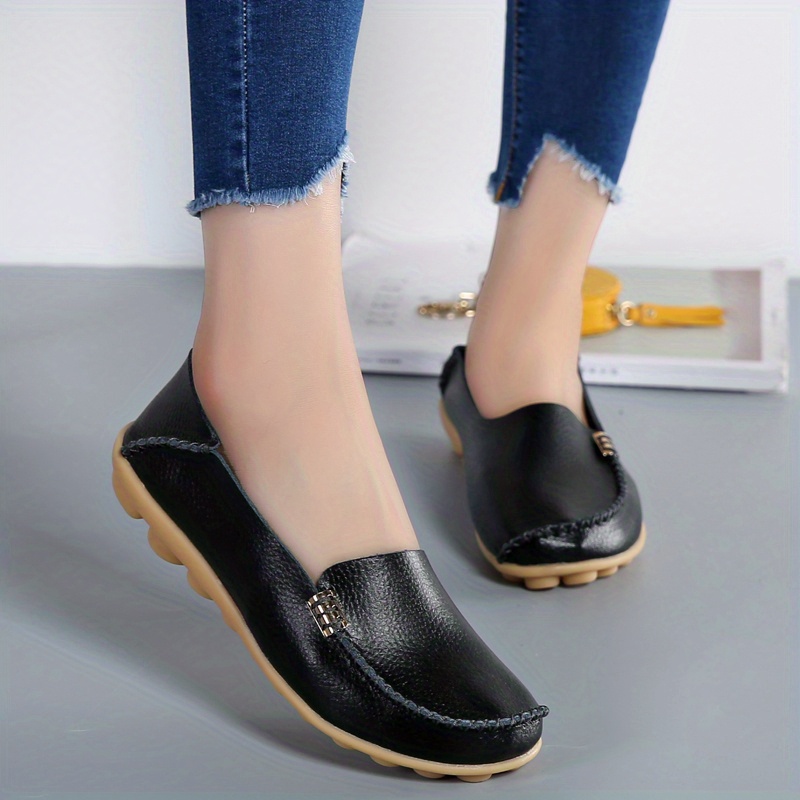 womens casual solid color flat shoes lightweight soft sole slip on walking loafers non slip driving flats details 8