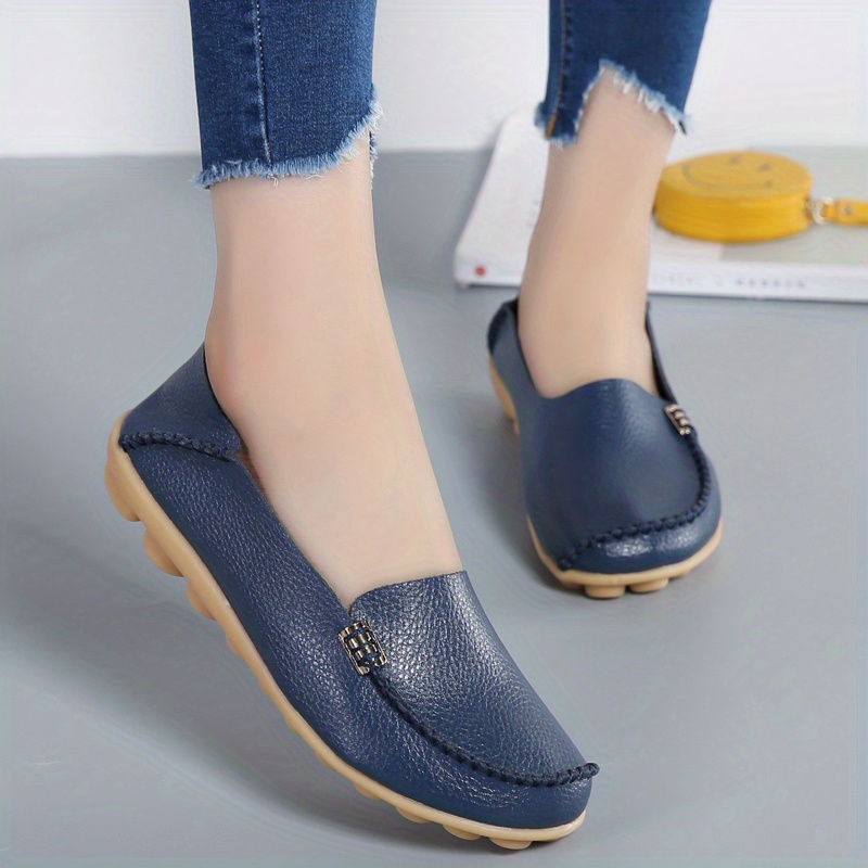 womens casual solid color flat shoes lightweight soft sole slip on walking loafers non slip driving flats details 11