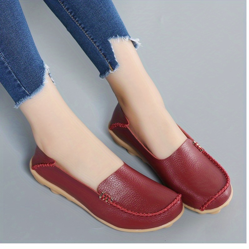 womens casual solid color flat shoes lightweight soft sole slip on walking loafers non slip driving flats details 13