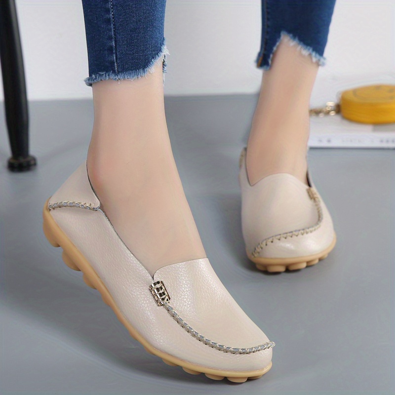 womens casual solid color flat shoes lightweight soft sole slip on walking loafers non slip driving flats details 16