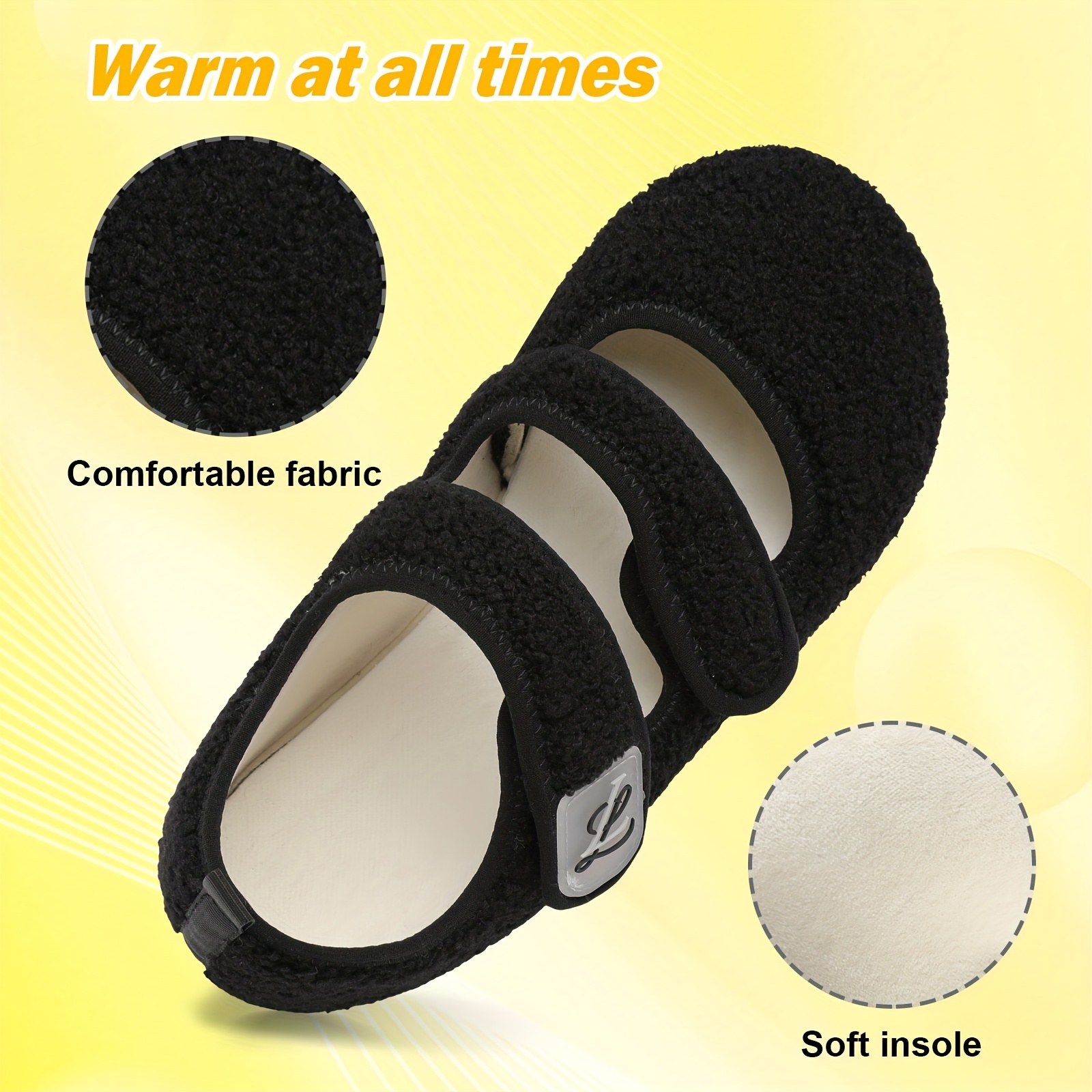 womens plush flat shoes closed toe warm shoes comfort indoor outdoor slippers details 3