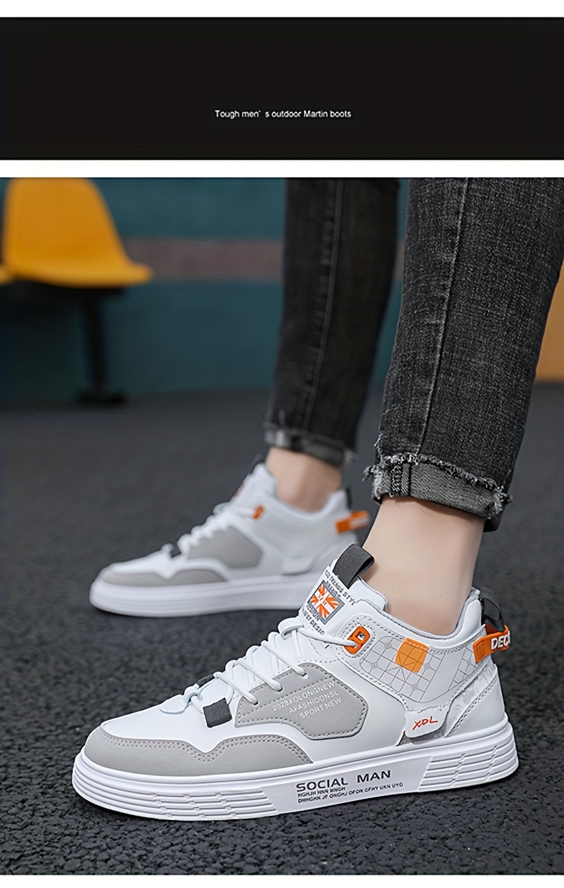 mens high top skate shoes with good grip breathable lace up sneakers details 0