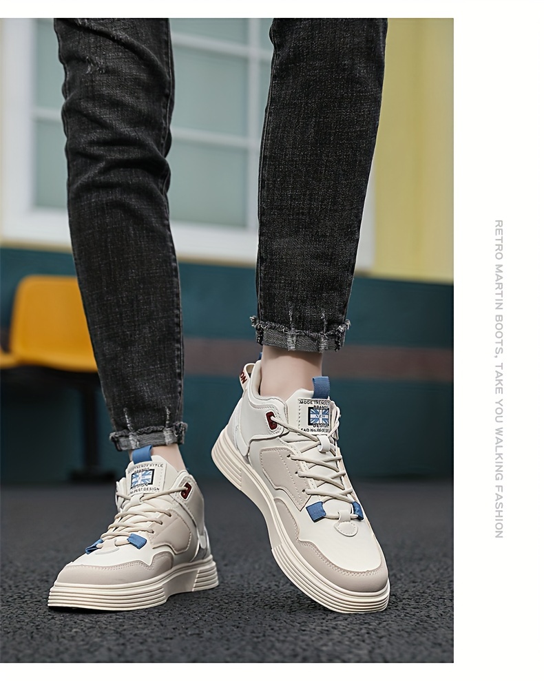 mens high top skate shoes with good grip breathable lace up sneakers details 4