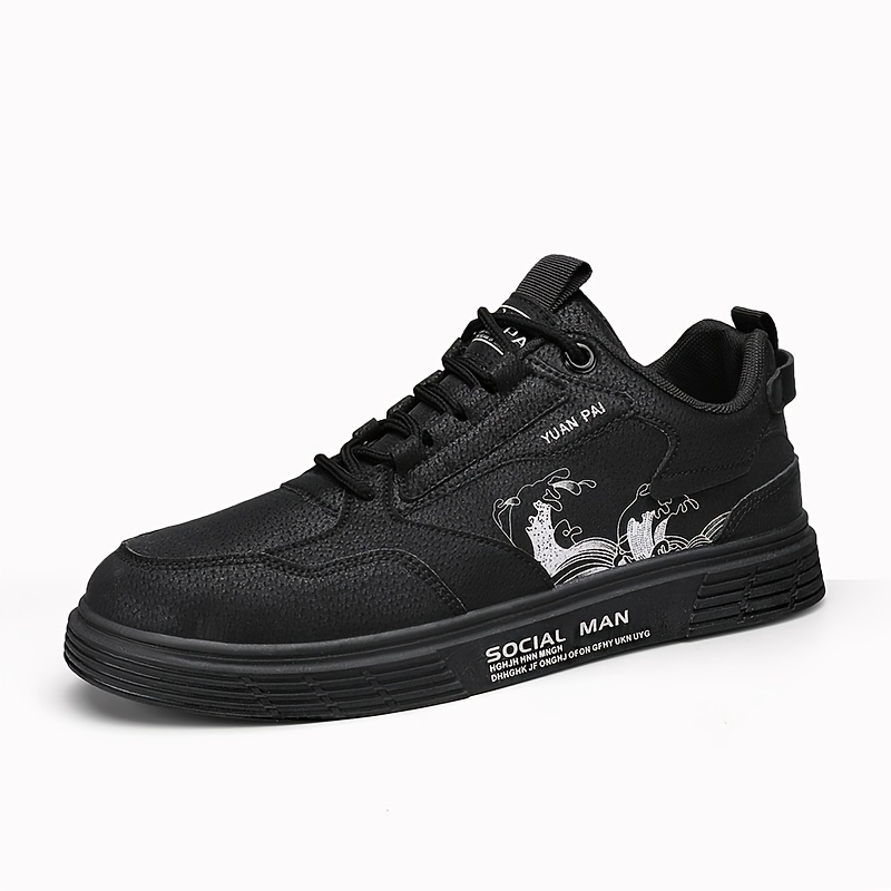 mens ocean wave design skate shoes with good grip breathable lace up sneakers details 6