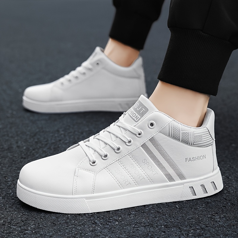 plus size mens trendy solid skate shoes comfy non slip lace up casual sneakers for mens outdoor activities details 9