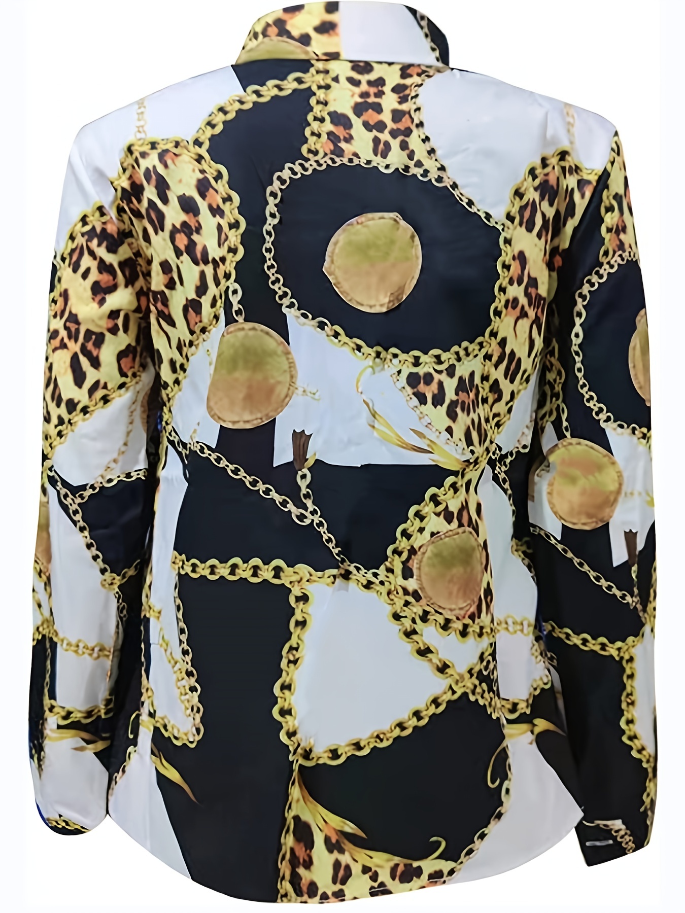 womens blouse v neck print button long sleeve loose fall blouse details 8