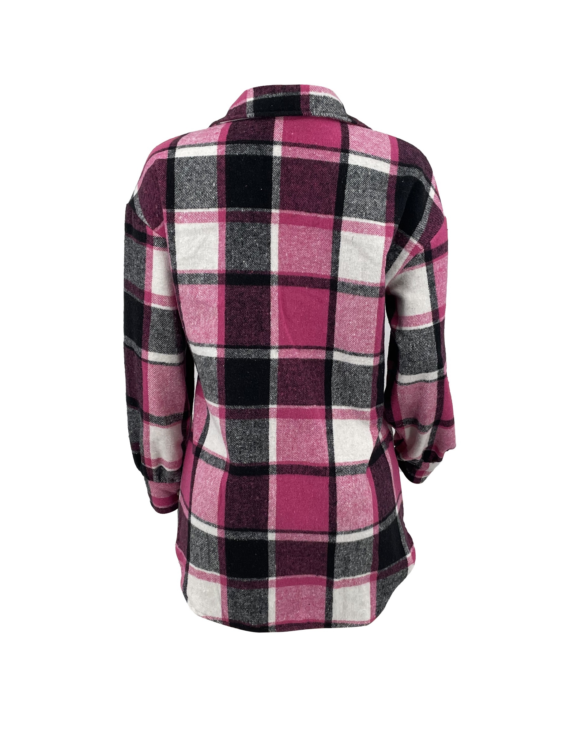 plaid pattern flap pockets jacket vintage drop shoulder single breasted outwear for fall winter womens clothing details 4