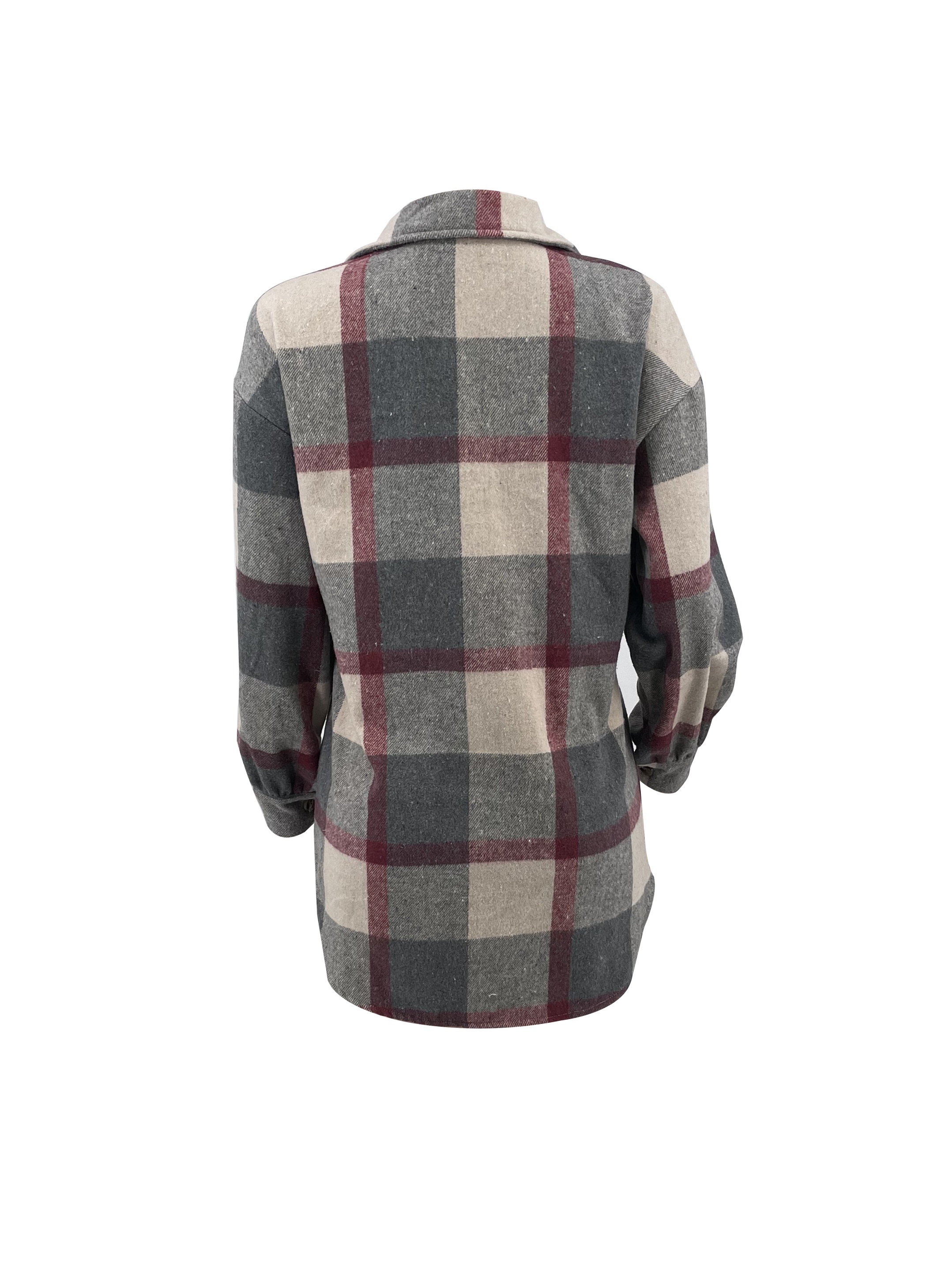 plaid pattern flap pockets jacket vintage drop shoulder single breasted outwear for fall winter womens clothing details 7