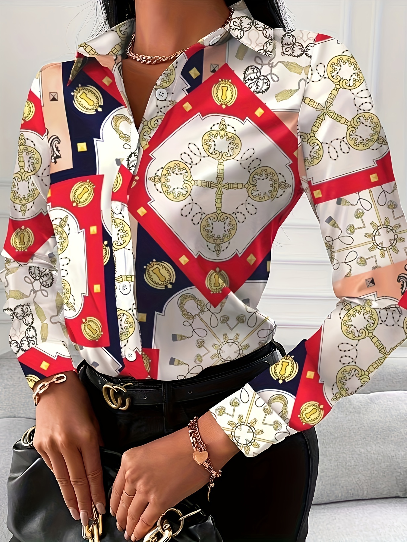 long sleeve beach vacation shirt button up casual top for spring fall womens clothing details 16