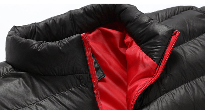 winter mens casual slim fit stand collar zipper up padded jacket details 4