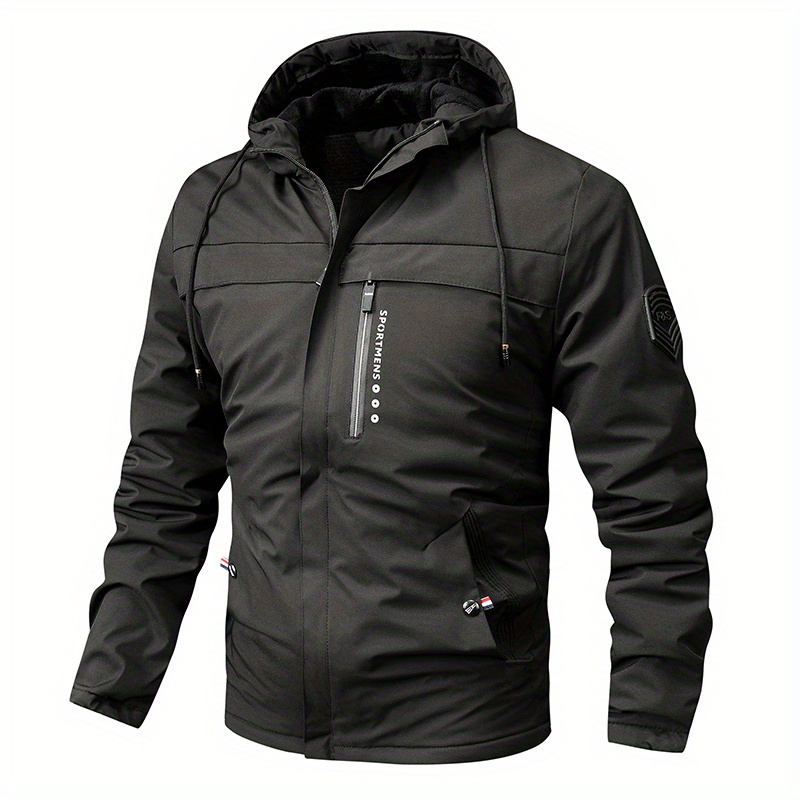 warm fleece hooded jacket mens casual winter jacket coat for outdoor activities details 0