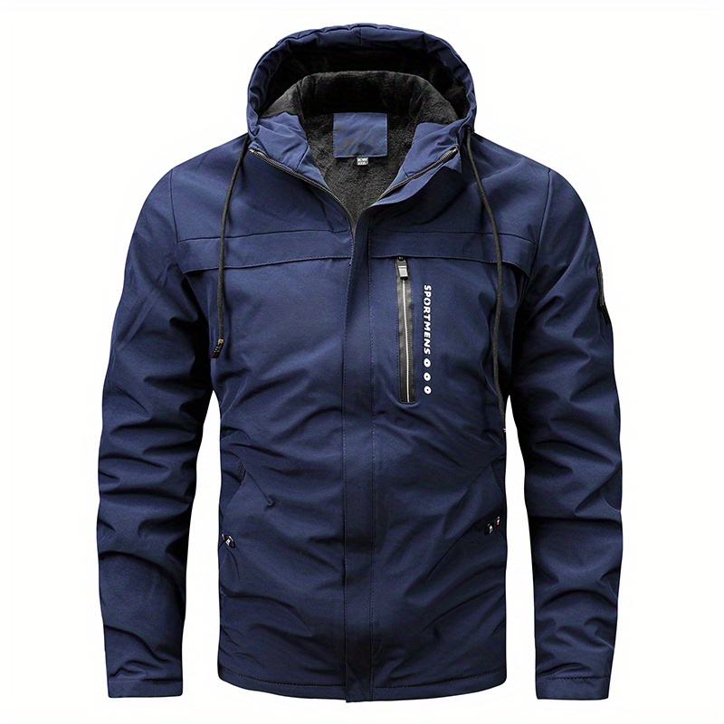 warm fleece hooded jacket mens casual winter jacket coat for outdoor activities details 6