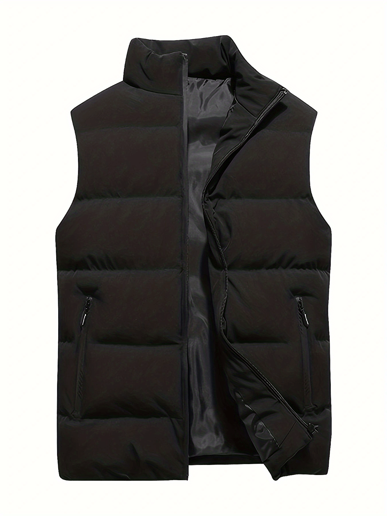 men casual zipper-warm winter vest mens casual zipper pockets stand collar zip up cotton padded vest for fall winter details 21