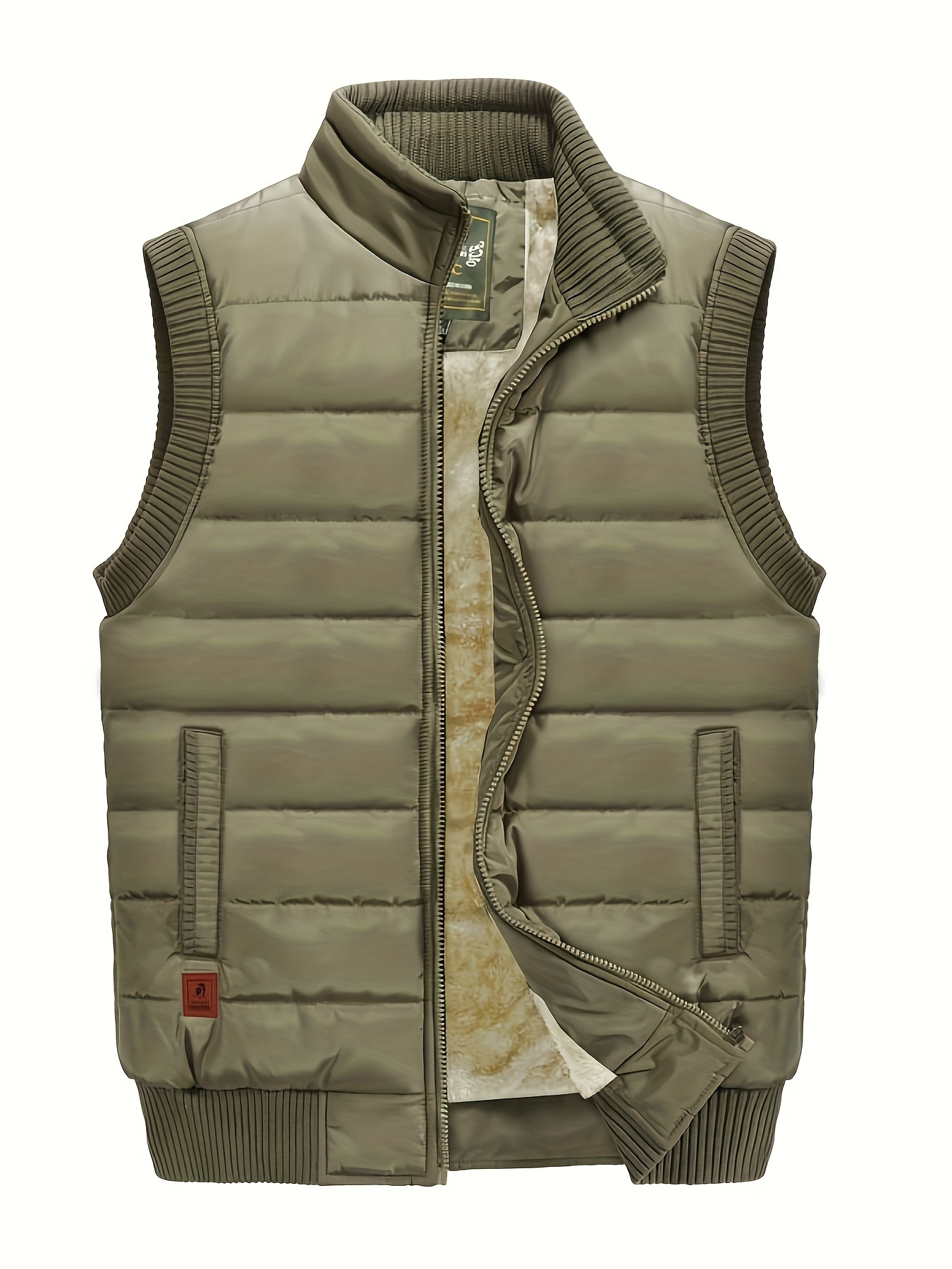 mens warm fleece stand collar vest for fall winter details 0