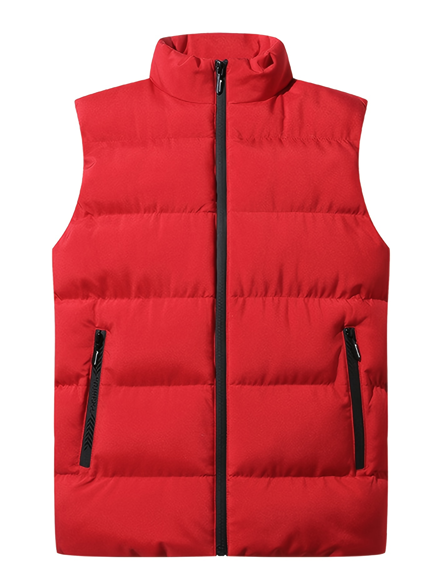 warm winter vest mens casual zipper pockets stand collar zip up vest for fall winter details 5