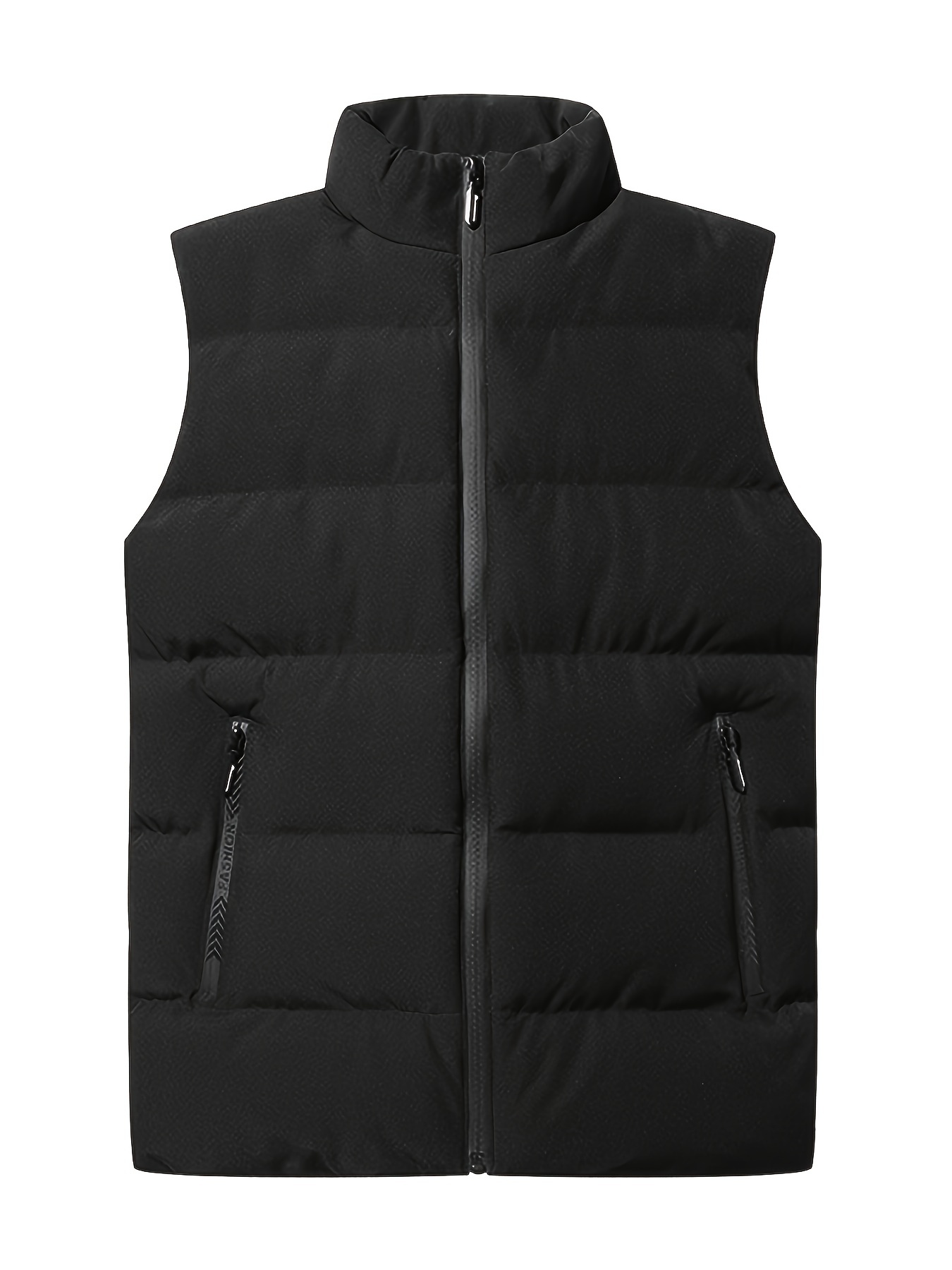 warm winter vest mens casual zipper pockets stand collar zip up vest for fall winter details 10