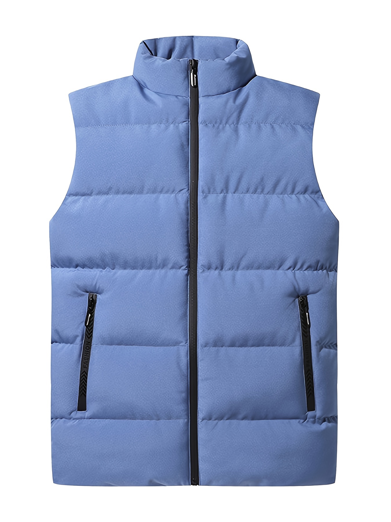 warm winter vest mens casual zipper pockets stand collar zip up vest for fall winter details 15